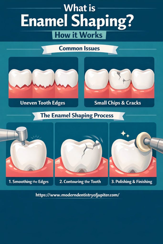 Modern Dentistry of Jupiter | Enamel Shaping: The 30-minute Fix for Uneven Tooth Edges Modern Dentistry of Jupiter | Enamel Shaping: The 30-minute Fix for Uneven Tooth Edges